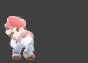 Hitbox visualization for Mario's upwards forward tilt