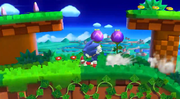 A pre-release version of Windy Hill Zone in Super Smash Bros. for Wii U without the animals in the background.
