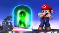 Mario next to an Assist Trophy in SSB4