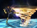 Captain Falcon's forward tilt about to collide with a grounded Mach Tornado.