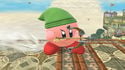 Kirby using Hero's Bow on Skyloft.