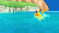 Pikachu swimming in SSB4.