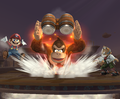 Donkey Kong about to play his drums in Brawl.