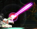 Super Robo Beam, angled upward by tilting up while shooting in Brawl.