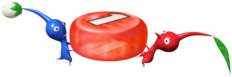 File:Red and Blue Pikmin carry Pellet P1 art.png