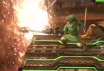 Link using his Clawshot.