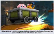 Kirby and Pikachu riding on a mine cart. This picture from Facebook was the first hint at this stage's existence.