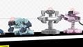 Three different R.O.B.s on the stage in Super Smash Bros. Ultimate.
