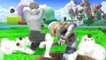 Male Wii Fit Trainer using his neutral attack on Sheik on 3D Land.