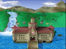 Princess Peach's Castle with red platforms.