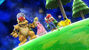 Bowser, Mario, Peach and Pikachu showing off Mario Galaxy's gravity.