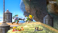 Toon Link and Link on Temple as it appears in Super Smash Bros. for Wii U.