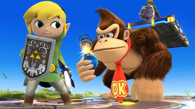 File:Toon Link and Donkey Kong with bomb.jpg