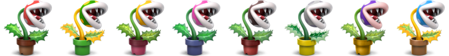 Piranha Plant's alternate costumes.