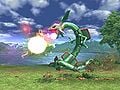 Rayquaza shoots the ball of electricity downwards.