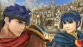 Close-up of Ike and Marth on the stage.