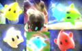 All of Luma's six possible colors in Super Smash Bros. for Wii U.
