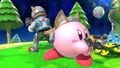 Firing his Blaster with Kirby on Mario Galaxy.