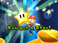 Mario obtaining a Power Star in Super Mario Galaxy.