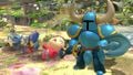 Villager, Falco and Wii Fit Trainer buried by Shovel Knight on Garden of Hope.