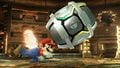 Mario throwing a futuristic-styled barrel in Super Smash Bros. for Wii U.