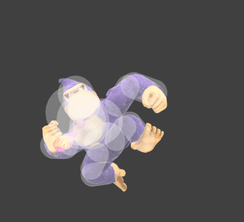 Hitbox visualization for Donkey Kong's up aerial