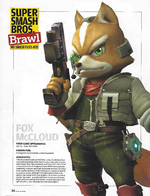 Scan of Smash Files #09 from volume 214 of Nintendo Power, featuring Fox.