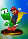 Mario &amp; Yoshi trophy from Super Smash Bros. Melee.