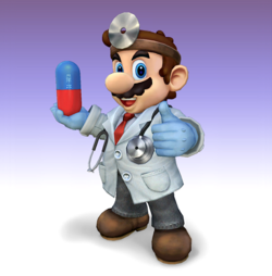 Artistic rendering of Mario's alternate costume in Project M, resembling his Dr. Mario costume.