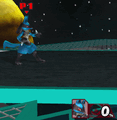 Lucario's up taunt being used to charge aura meter.