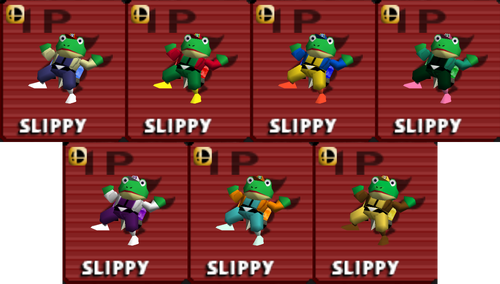Slippy's alternate costumes in Remix