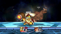 An example of King Dedede's down throw being used as a chaingrab infinite on Donkey Kong in Brawl.