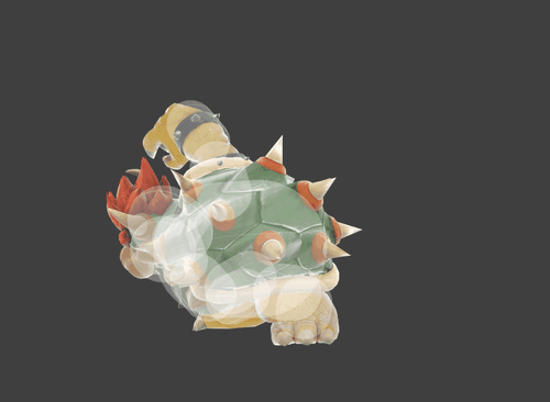 Hitbox visualization for Bowser's grounded Whirling Fortress
