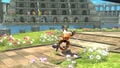 Mii Brawler performing their backward roll in Super Smash Bros. for Wii U.