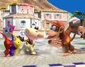 Fighting Diddy Kong on Delfino Plaza.
