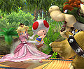 Peach using Toad against Bowser