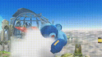 Mega Man teching in Super Smash Bros. for Wii U.