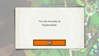 The message that appears after unlocking Piranha Plant on World of Light.