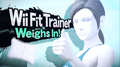 The Wii Balance Board appearing in the background of Wii Fit Trainer's splash art.