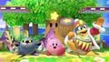 The Kirby series playable characters on Green Greens in Ultimate.