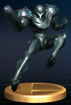 Dark Samus trophy from Super Smash Bros. Brawl.