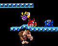 Donkey Kong bumping a Shellcreeper and Sidestepper from below.