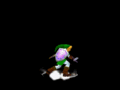 Link using the Spin Attack on the ground in Melee.