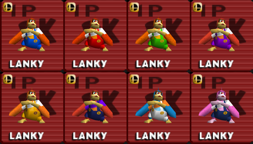 Lanky Kong's alternate costumes in Remix