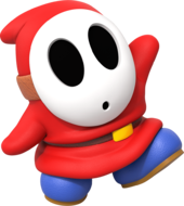 Official artwork of a red Shy Guy from Super Mario Party