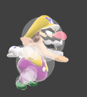 Hitbox visualization for Wario's Chomp attack