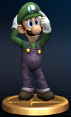 Luigi trophy from Super Smash Bros. Brawl.