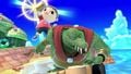 Villager taking out King K. Rool's pocketed crown, while K. Rool searches for it on the stage.