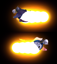 The two hitboxes of Meta Knight's d-smash in Brawl.