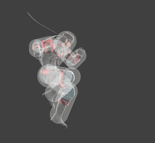 Hitbox visualization for Snake's neutral aerial